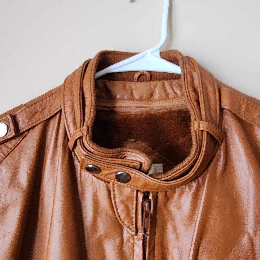 Vintage Bermans Leather Jacket Mens Size 46 Brown Removable Liner Bomber Biker - Picture 2 of 14